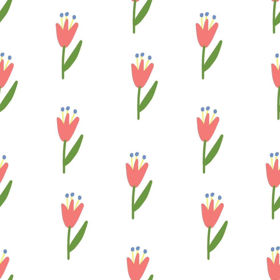 sin costura botánico modelo con mano dibujado tulipán flores y hojas. resumen floral textura. envase papel. vector