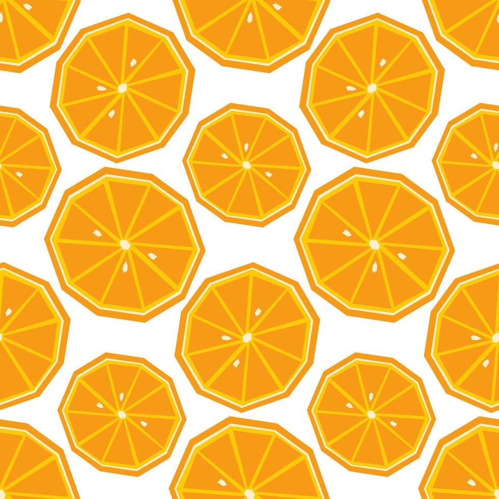 Seamless pattern with ripe slices of orange. Applique style drawing. Background, wrapping paper. vector