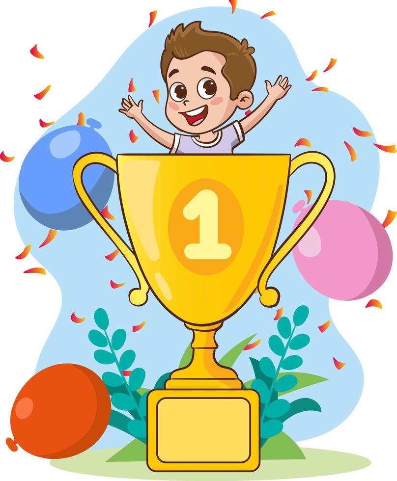 vector illustration of success concept.School achievement and success vector illustration. First place winner on white background.teamwork consept.