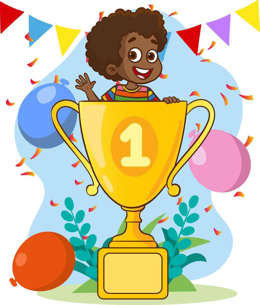 vector illustration of success concept.School achievement and success vector illustration. First place winner on white background.teamwork consept.