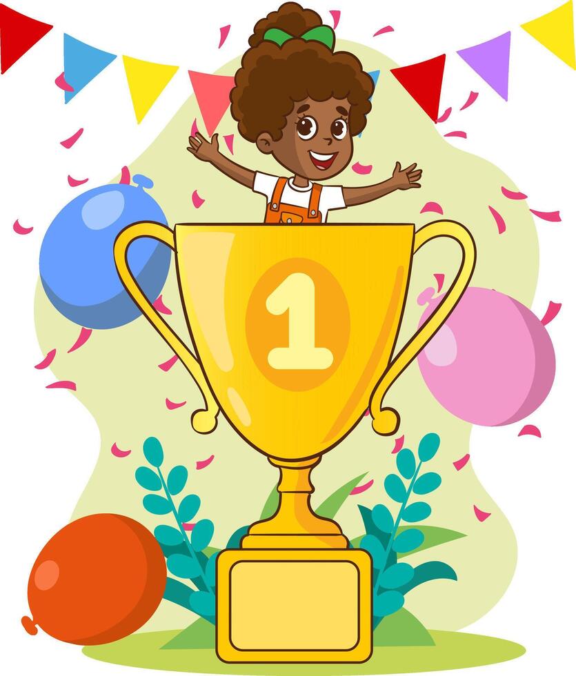 vector illustration of success concept.School achievement and success vector illustration. First place winner on white background.teamwork consept.