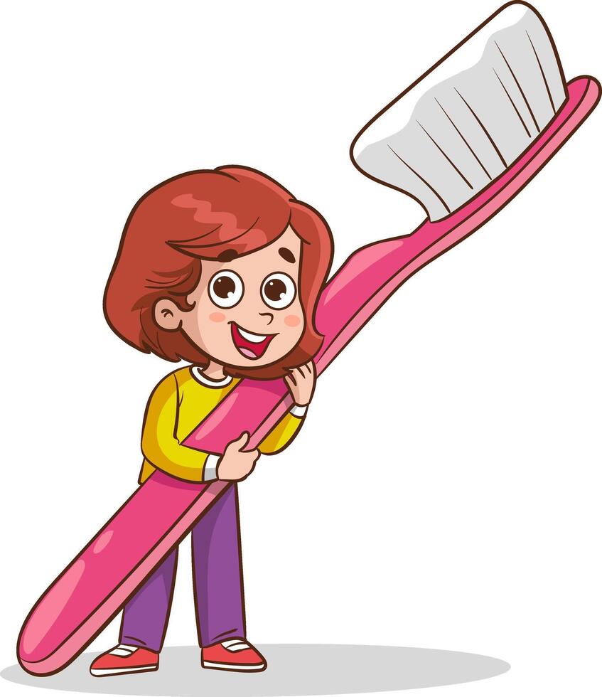 vector brushing Teeth Concept With Cartoon Character