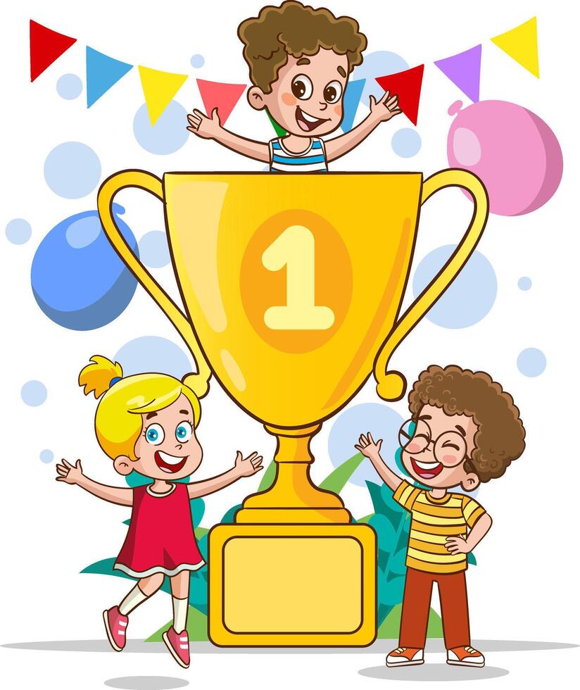 vector illustration of success concept.School achievement and success vector illustration. First place winner on white background.teamwork consept.