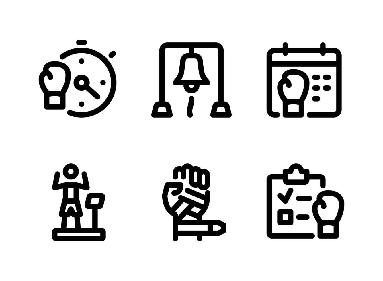 Simple Set of Boxing Vector Line Icons