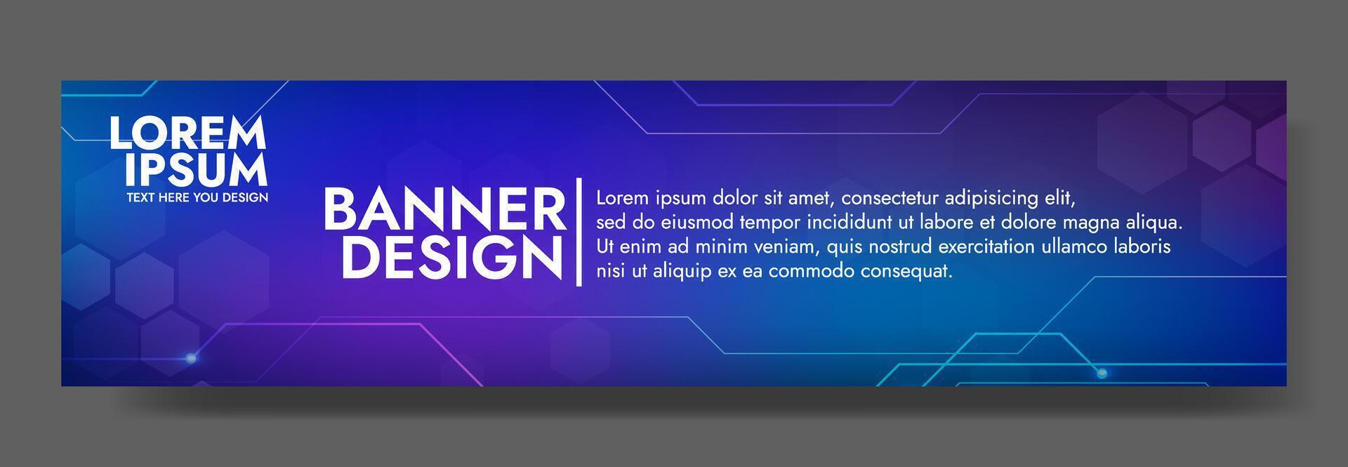 Gradient Digital technology banner. Futuristic banner for various design projects such as websites, presentations, print materials, social media posts vector