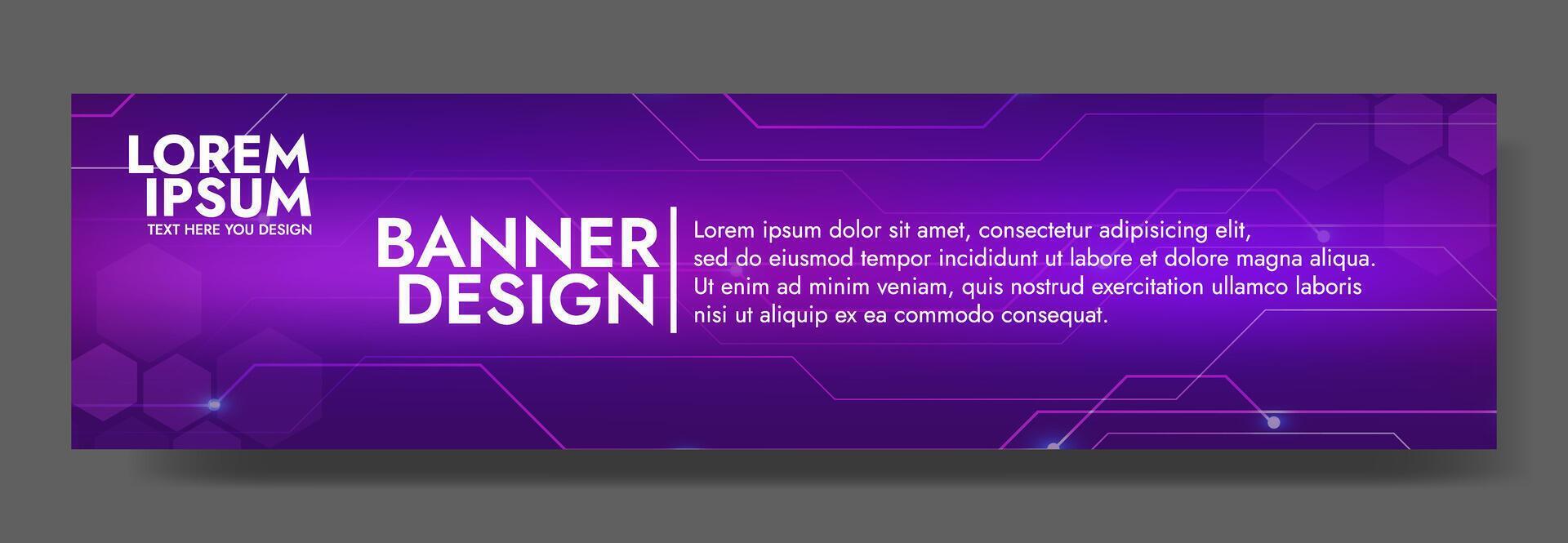 Gradient Digital technology banner. Futuristic banner for various design projects such as websites, presentations, print materials, social media posts vector