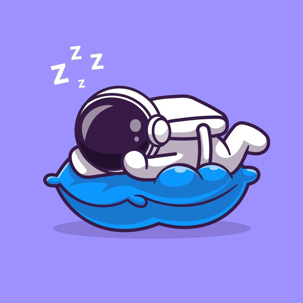 linda astronauta dormido en almohada dibujos animados vector icono ilustración. Ciencias tecnología icono concepto aislado prima vector. plano dibujos animados estilo