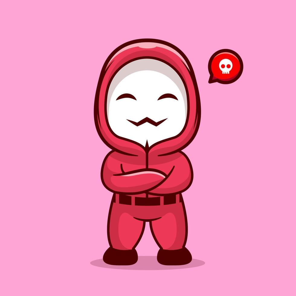 Cute Hacker Standing Cartoon Vector Icon Illustration. People Technology Icon Concept Isolated Premium Vector. Flat Cartoon Style
