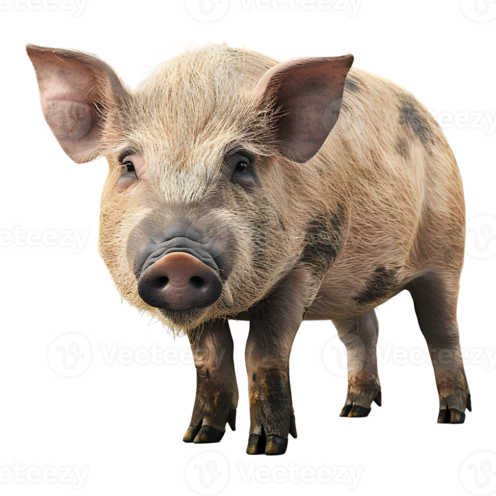 AI generated 3D Rendering of a Pig Standing on Transparent Background - Ai Generated png