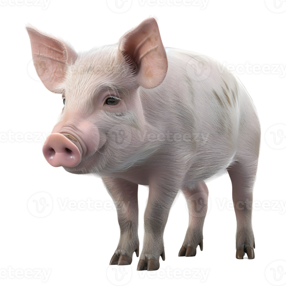 ai generato 3d interpretazione di un' maiale in piedi su trasparente sfondo - ai generato png