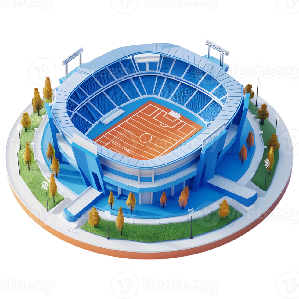 AI generated 3D Rendering of a Isometric Stadium on Transparent Background - Ai Generated png