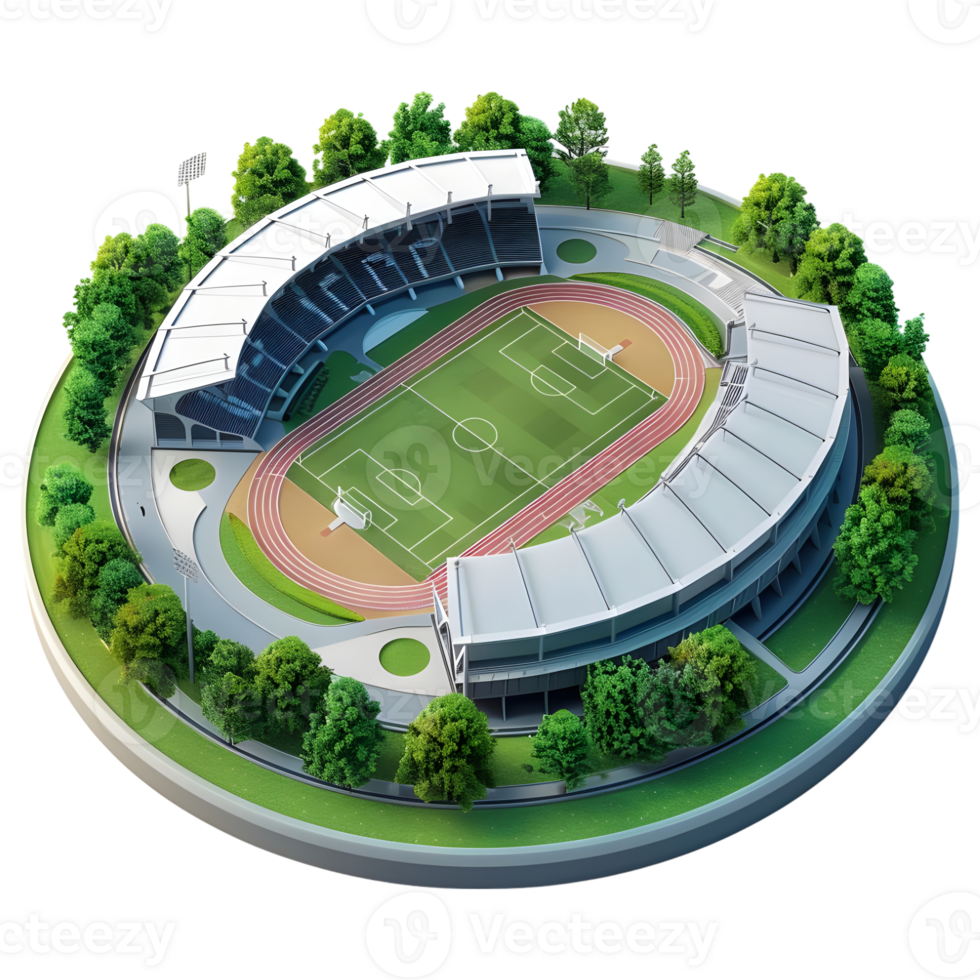 AI generated 3D Rendering of a Isometric Stadium on Transparent Background - Ai Generated png