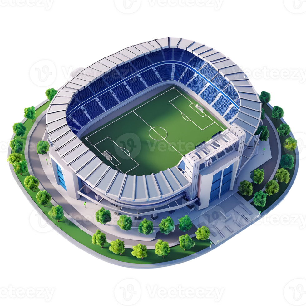 AI generated 3D Rendering of a Isometric Stadium on Transparent Background - Ai Generated png