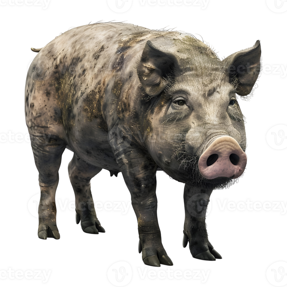 AI generated 3D Rendering of a Pig Standing on Transparent Background - Ai Generated png
