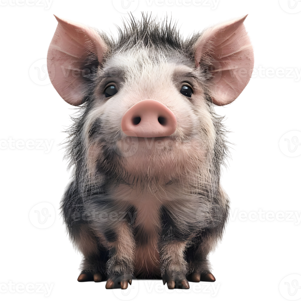 AI generated 3D Rendering of a Pig Standing on Transparent Background - Ai Generated png