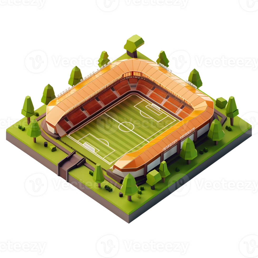 AI generated 3D Rendering of a Isometric Stadium on Transparent Background - Ai Generated png