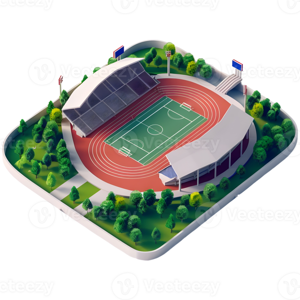 AI generated 3D Rendering of a Isometric Stadium on Transparent Background - Ai Generated png
