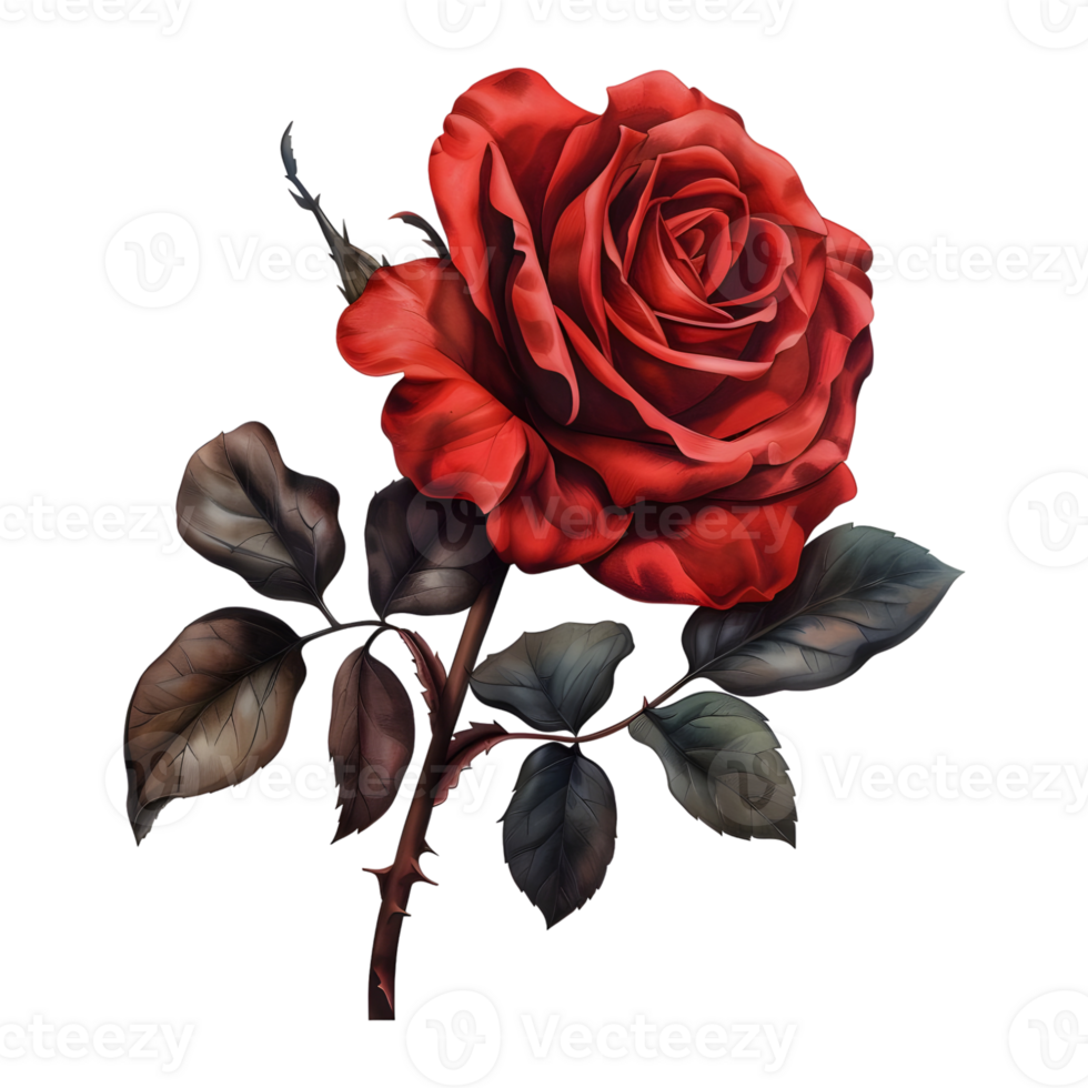 AI generated 3D Rendering of a Red Rose Flower on Transparent Background - Ai Generated png