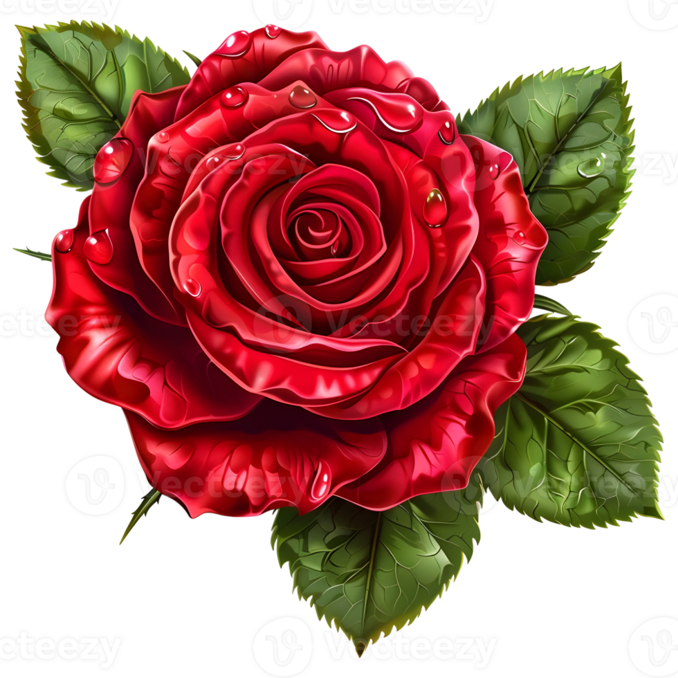 AI generated 3D Rendering of a Red Rose Flower on Transparent Background - Ai Generated png