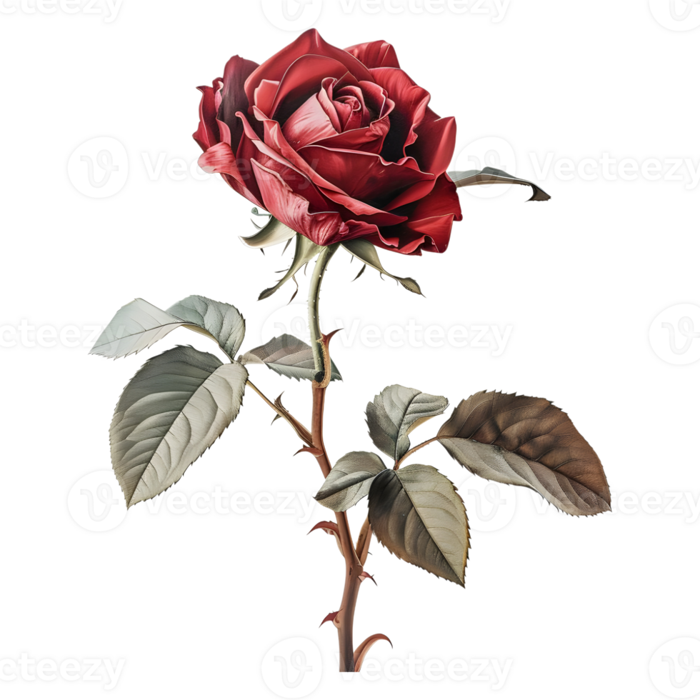 AI generated 3D Rendering of a Red Rose Flower on Transparent Background - Ai Generated png