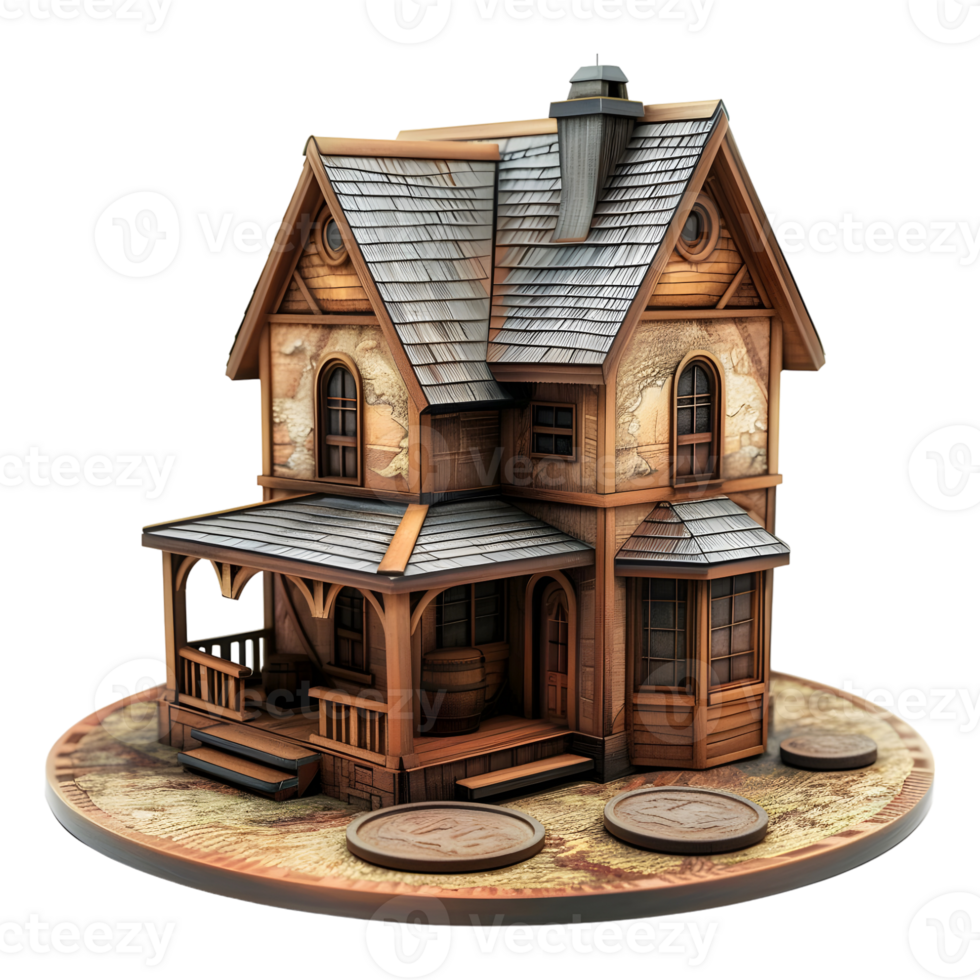 AI generated 3D Rendering of a Small House with Plants Around on Transparent Background - Ai Generated png