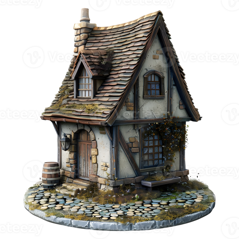 AI generated 3D Rendering of a Small House with Plants Around on Transparent Background - Ai Generated png