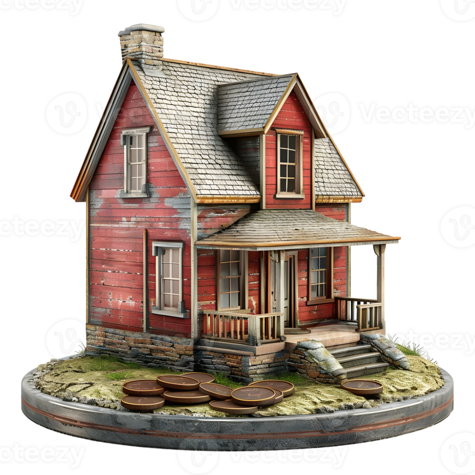 AI generated 3D Rendering of a Small House with Plants Around on Transparent Background - Ai Generated png