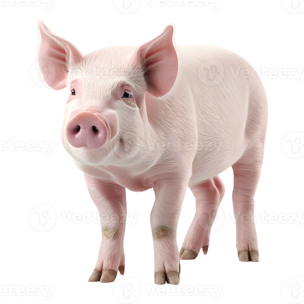 AI generated 3D Rendering of a Pig Standing on Transparent Background - Ai Generated png