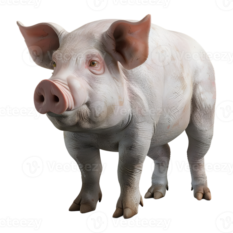 ai généré 3d le rendu de une porc permanent sur transparent Contexte - ai généré png