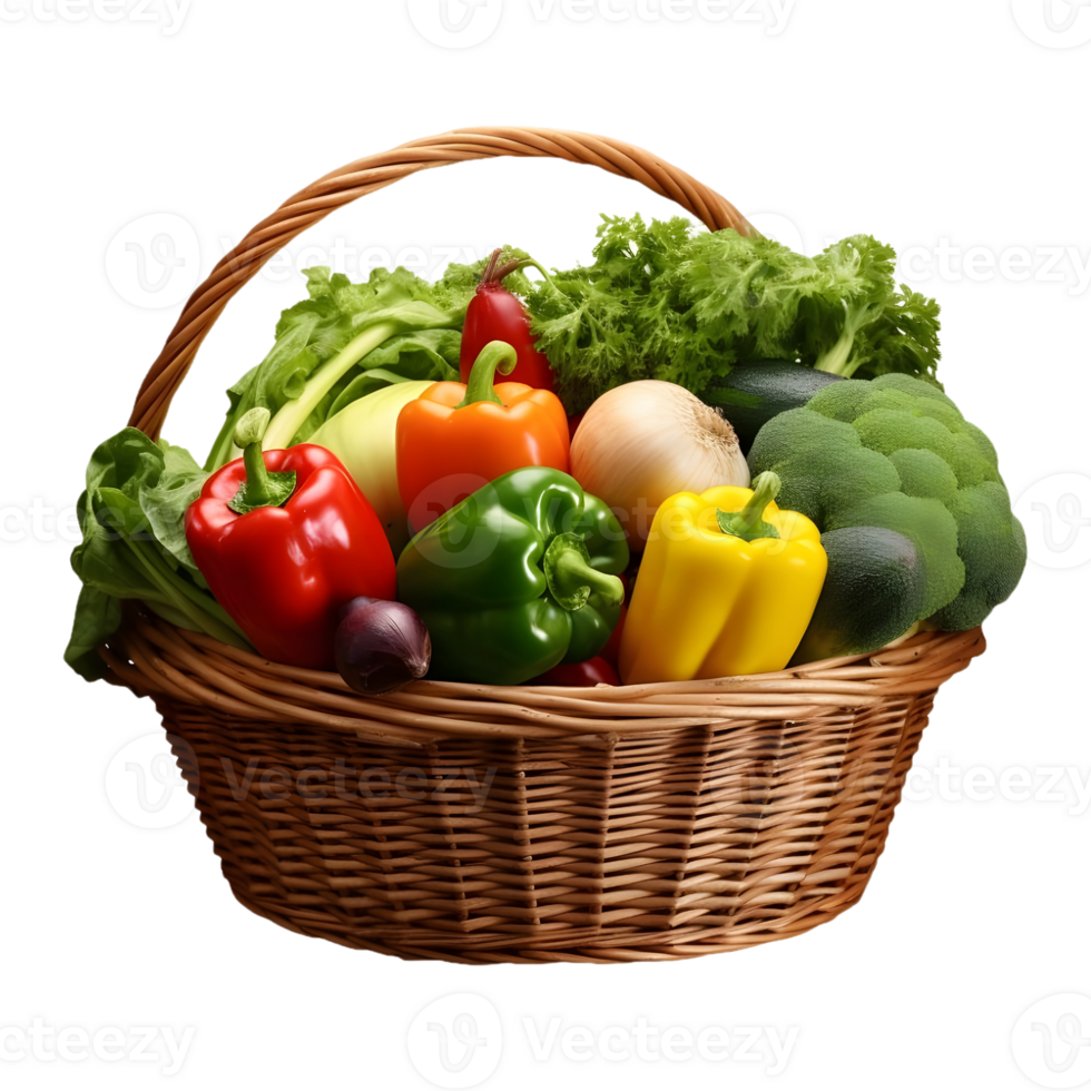 AI generated 3D Rendering of a Vegetables in a Basket on Transparent Background - Ai Generated png