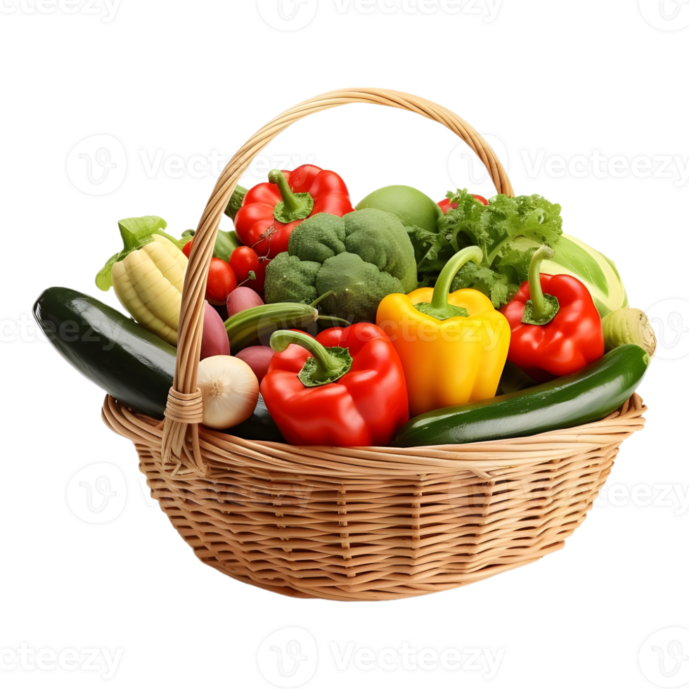 AI generated 3D Rendering of a Vegetables in a Basket on Transparent Background - Ai Generated png