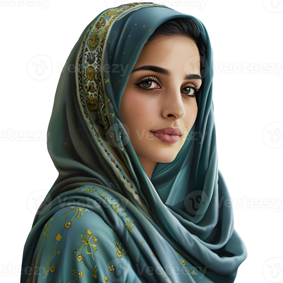 ai gerado muçulmano mulher vestindo hijaab em transparente fundo - ai gerado png