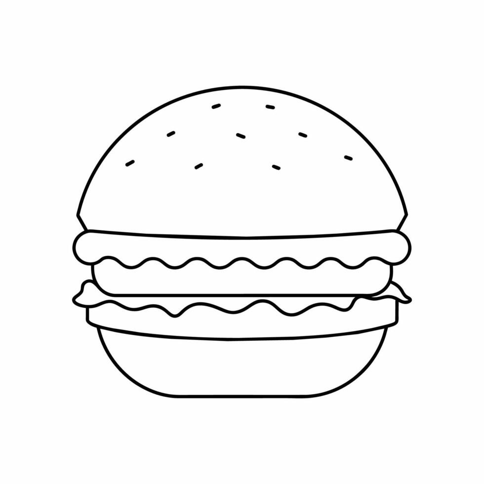 A burger in line art vector