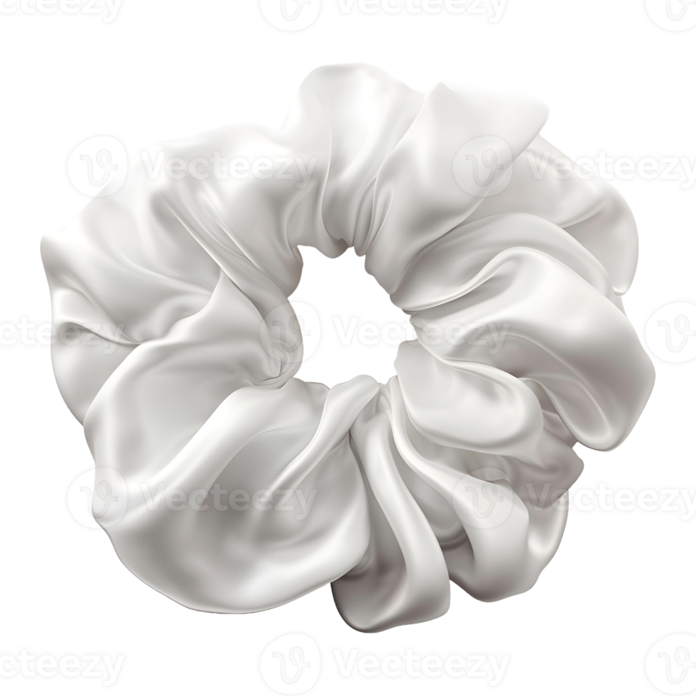 ai generado hermosa blanco seda scrunchie en transparente antecedentes - ai generado png