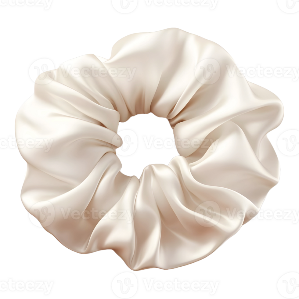 AI generated Beautiful white silk scrunchie on Transparent background - Ai Generated png