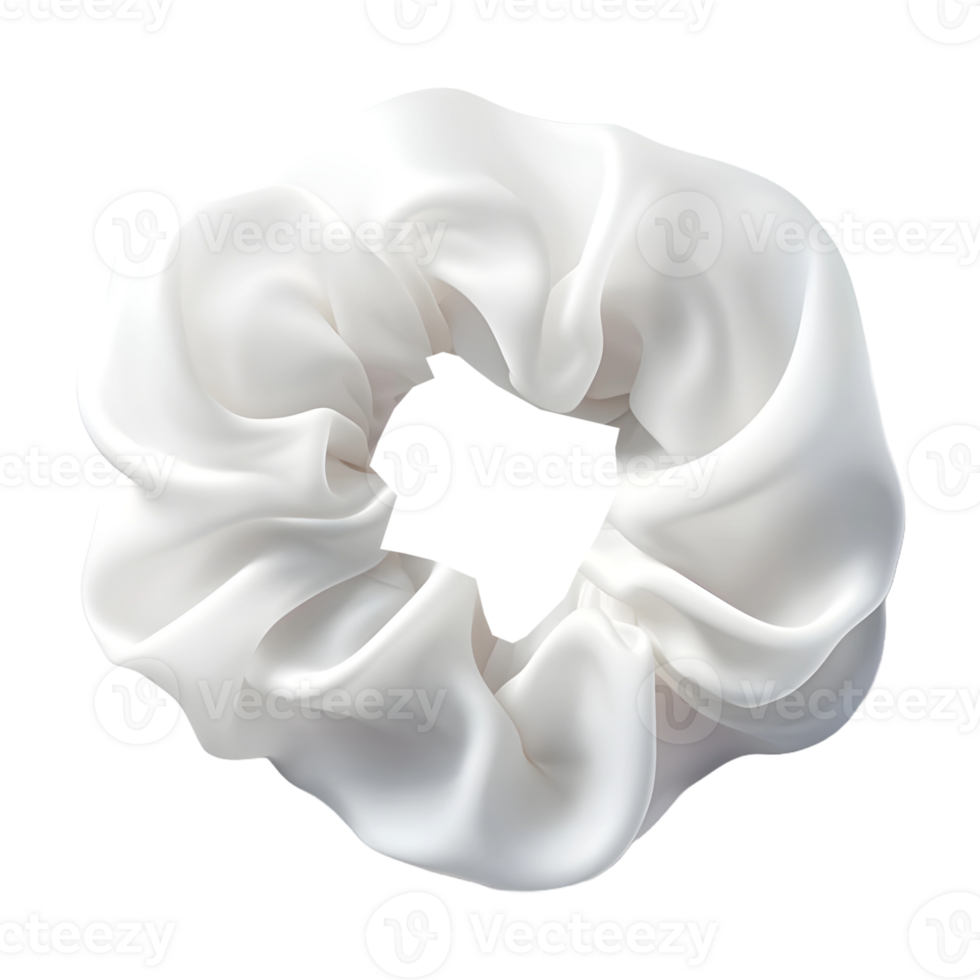 AI generated Beautiful white silk scrunchie on Transparent background - Ai Generated png