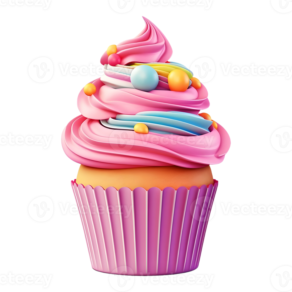 AI generated 3D Rendering of a Colorful Ice Cream Cup on Transparent Background - Ai Generated png