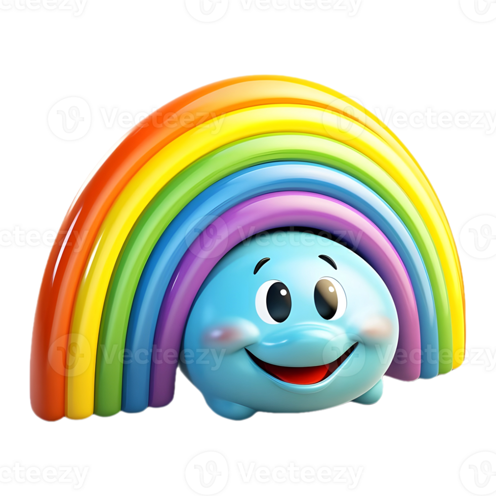 AI generated 3D Rendering of a Colorful Rainbow on Transparent Background - Ai Generated png