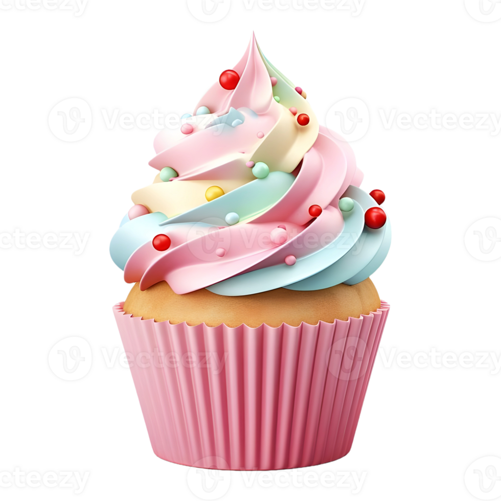 AI generated 3D Rendering of a Colorful Ice Cream Cup on Transparent Background - Ai Generated png