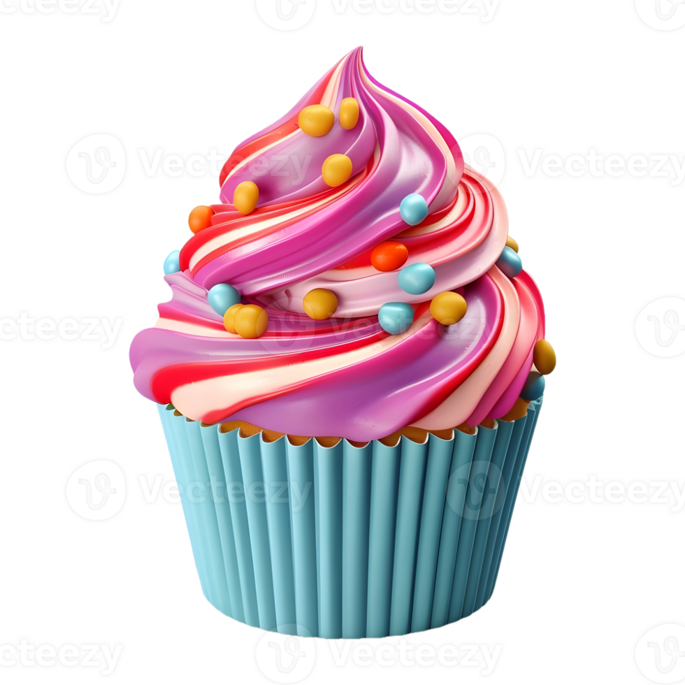 AI generated 3D Rendering of a Colorful Ice Cream Cup on Transparent Background - Ai Generated png