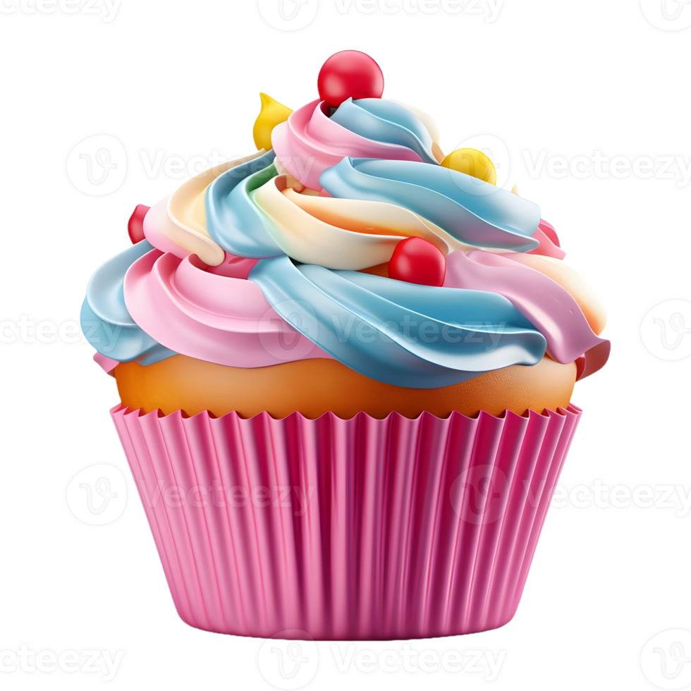 AI generated 3D Rendering of a Colorful Ice Cream Cup on Transparent Background - Ai Generated png