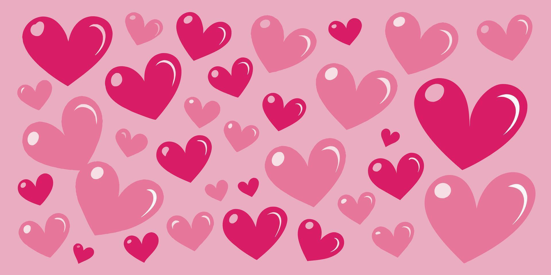 A bunch of pink hearts on a pink background vector