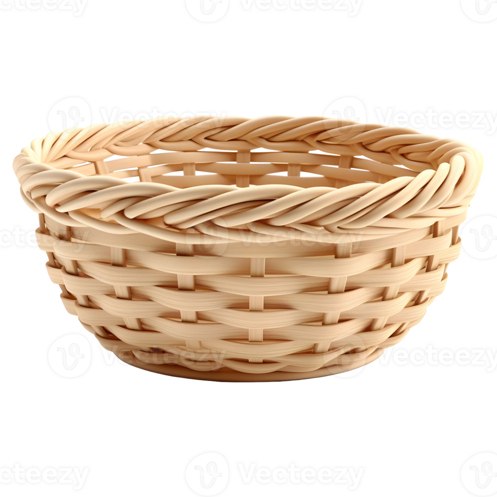 AI generated Empty Wooden Basket on Transparent background - Ai Generated png
