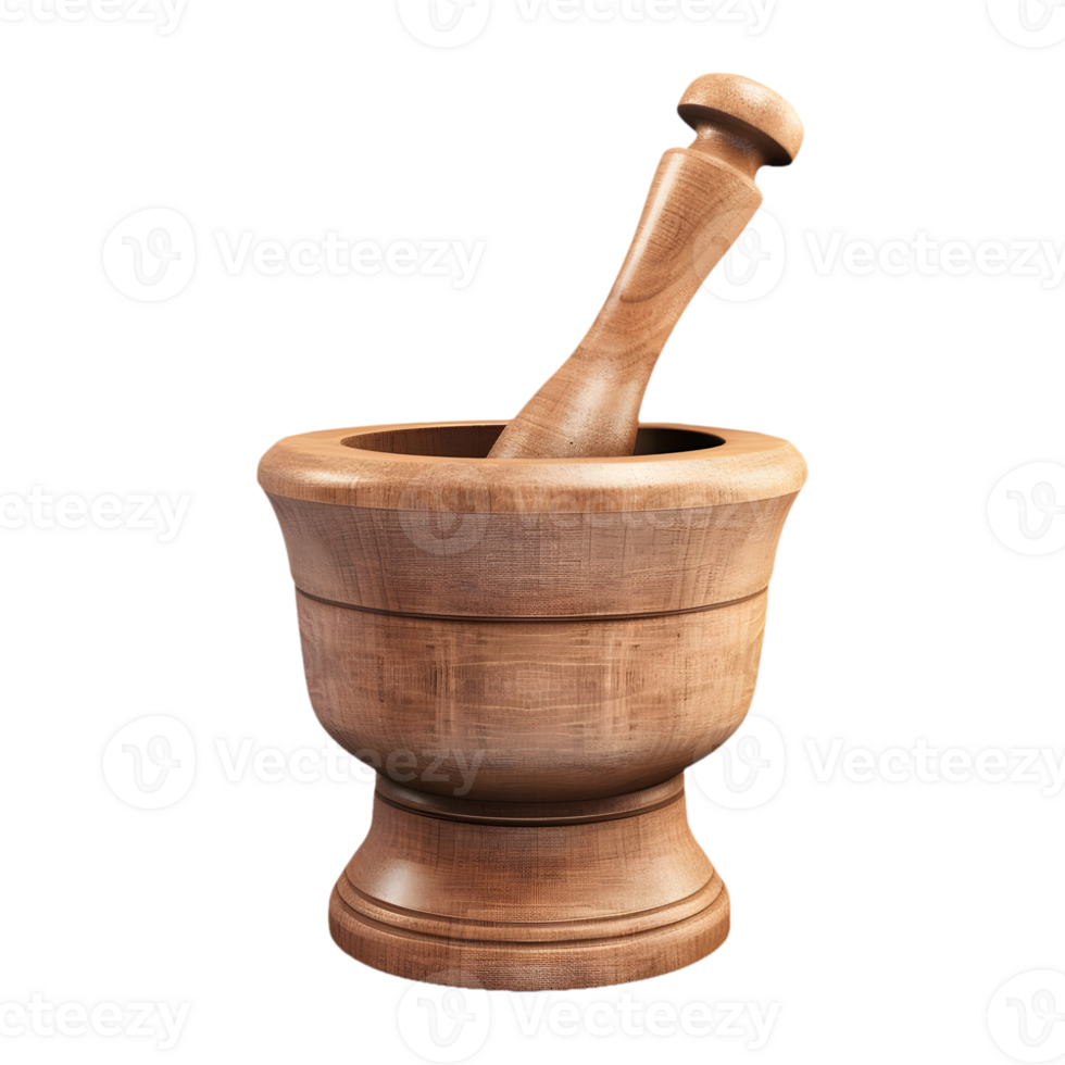 AI generated 3D Rendering of a Wooden Mortar or Pestle on Transparent Background - Ai Generated png