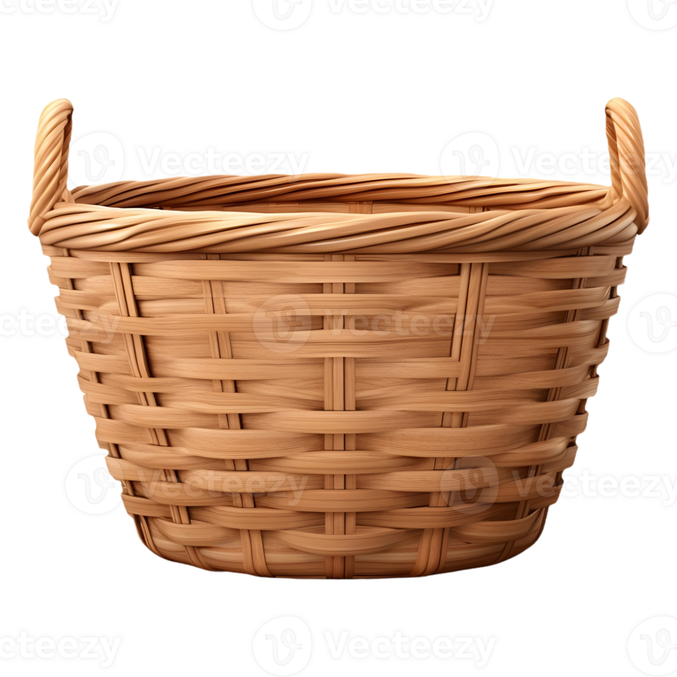 AI generated Empty Wooden Basket on Transparent background - Ai Generated png