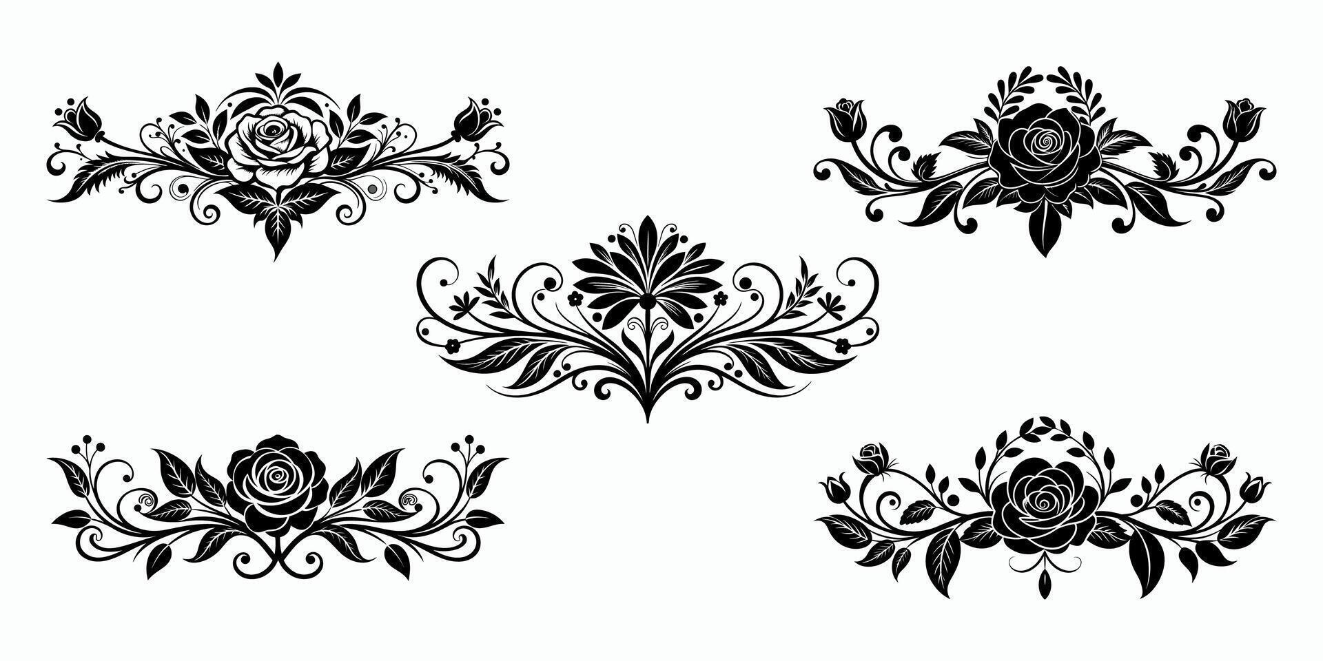 A Set of Vintage Floral Dividers vector