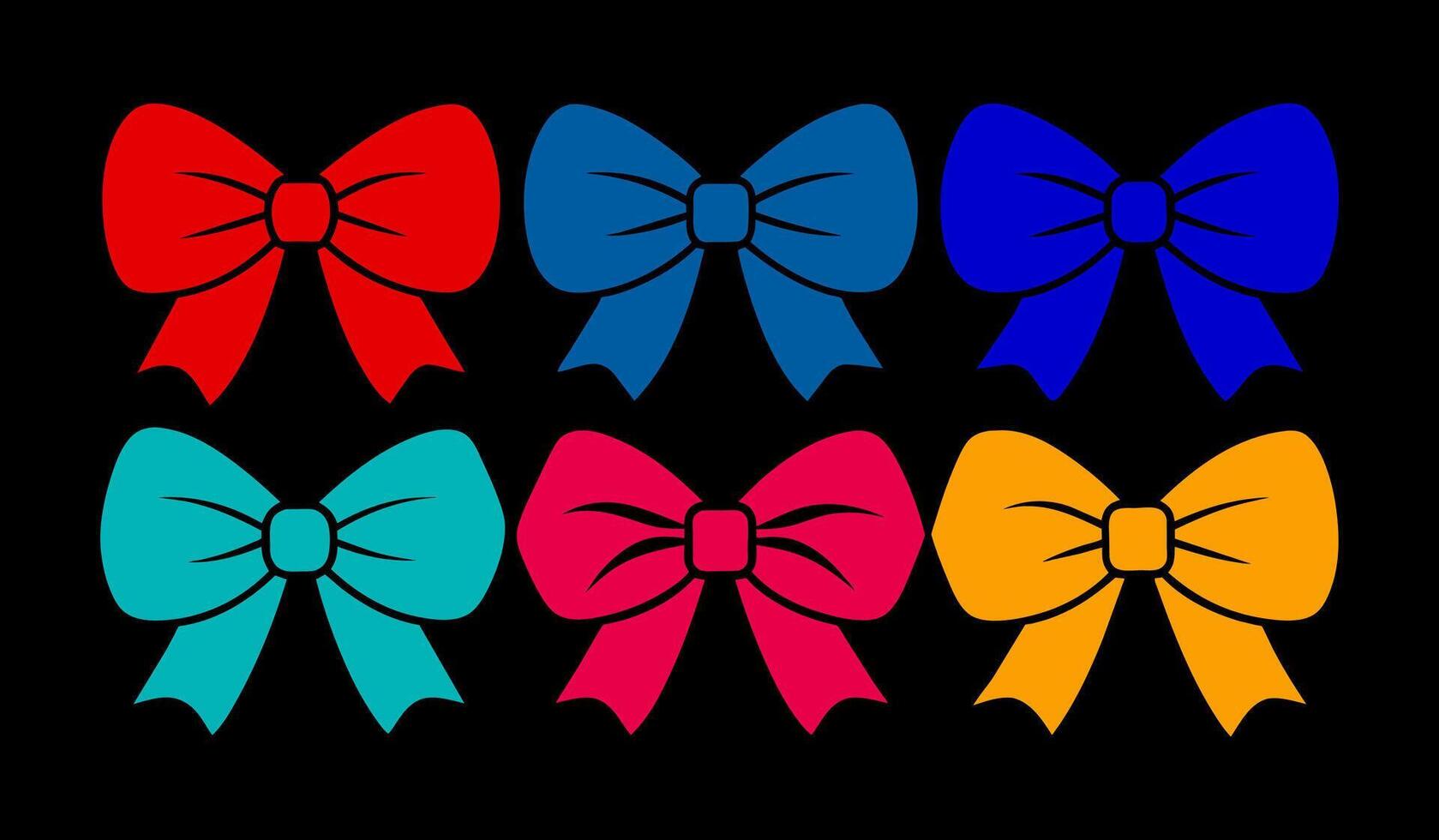 A Set of Six Colorful Bow Tie Collection vector