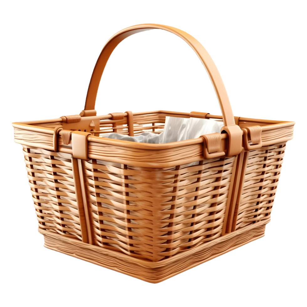 AI generated Wooden Basket with Bread in it on Transparent background - Ai Generated png