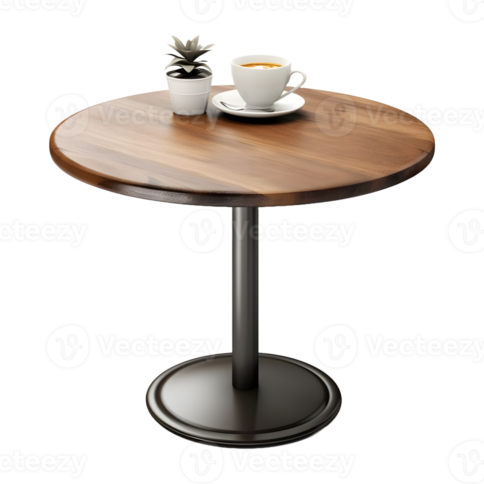 AI generated Rounded Wooden Table on Transparent background - Ai Generated png