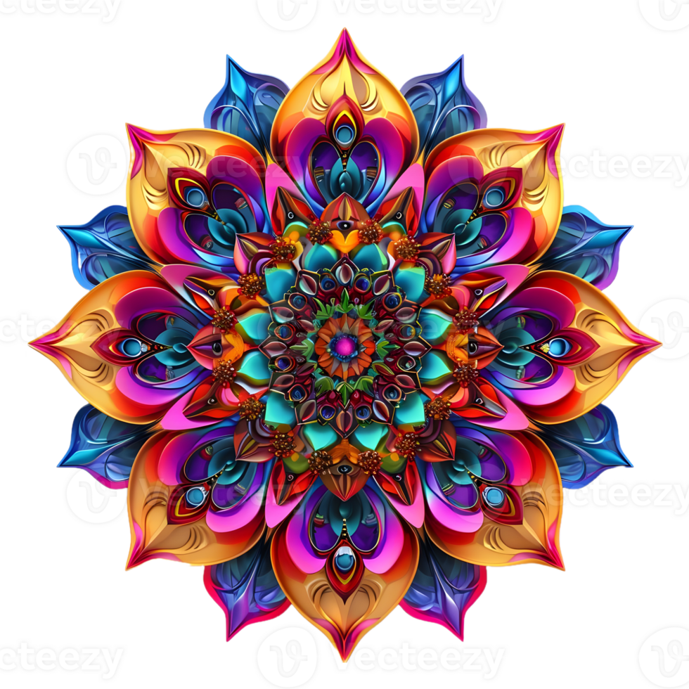 AI generated 3D Rendering of a Mandala Art Flower on Transparent Background - Ai Generated png